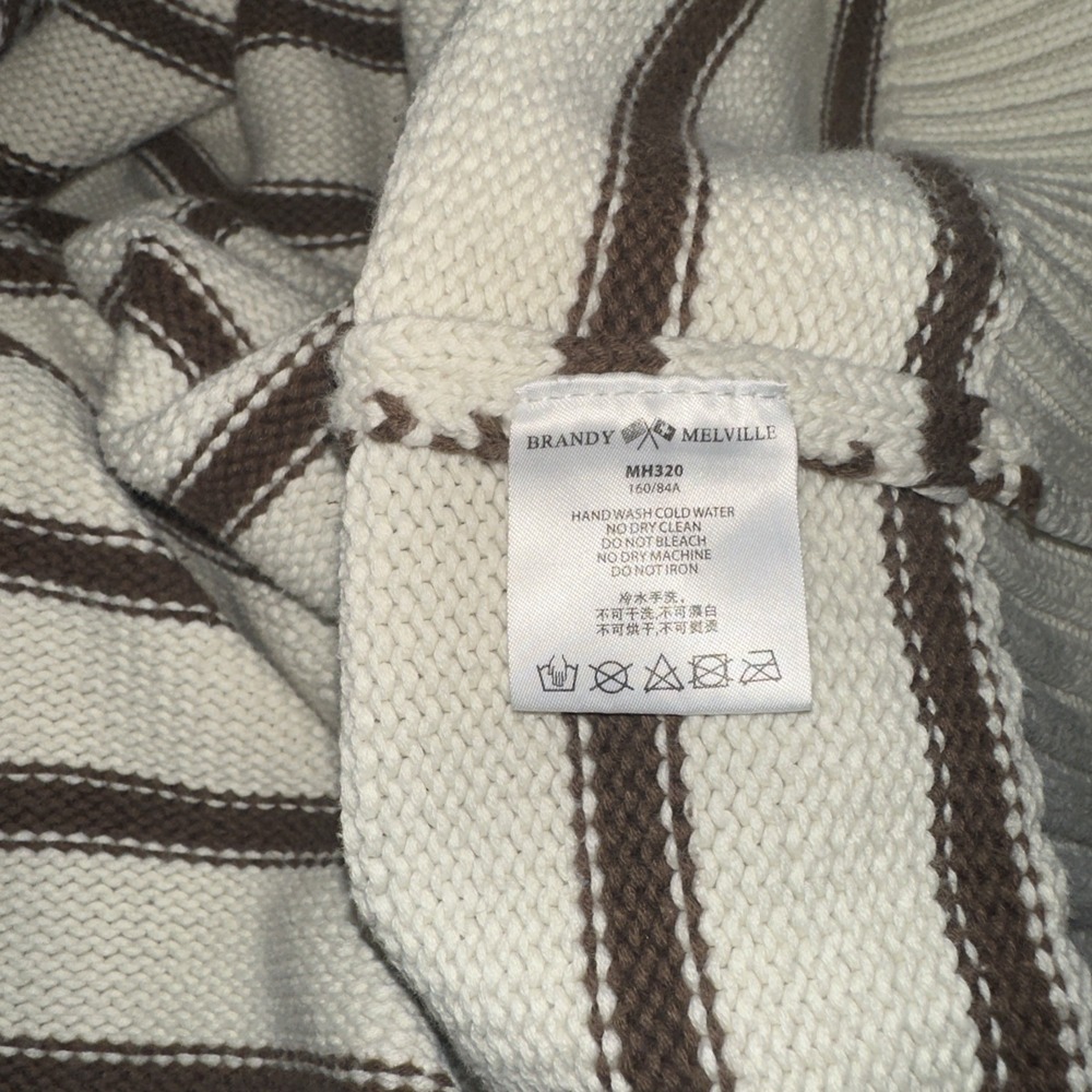 Brandy Melville Women's Brianna‎ Thin Stripe Cotton Sweater LB3 Ivory Size - Picture 10 of 11